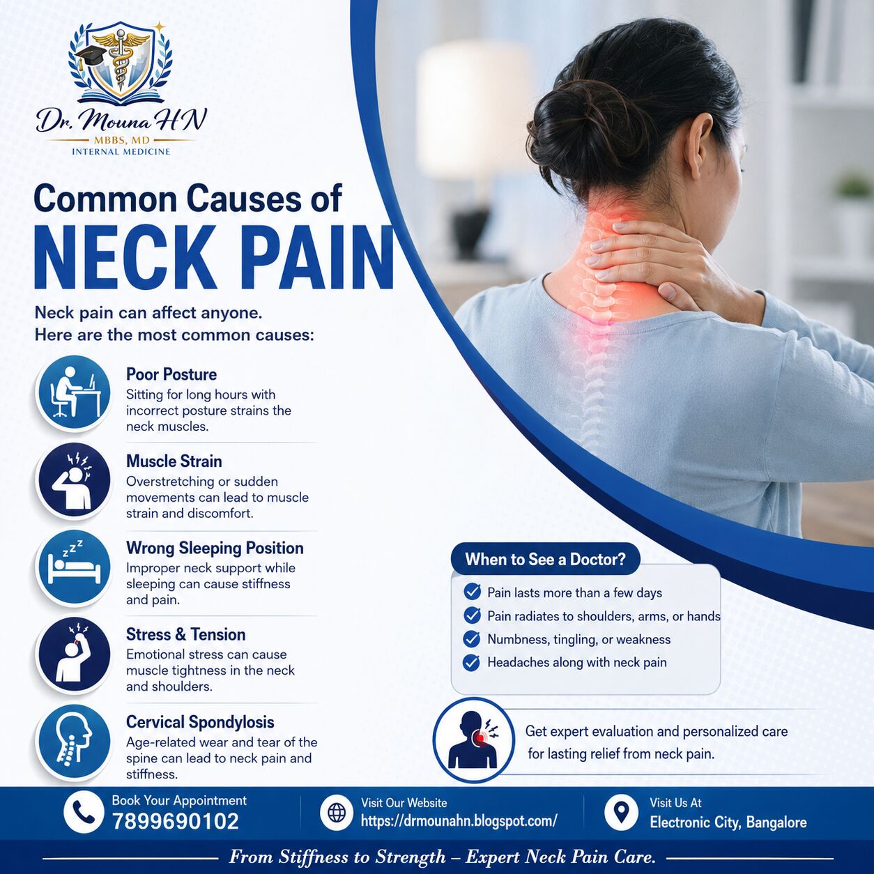Bangalore, Health, Common Causes Of Neck Pain &ndash; Causes, Symptoms & Treatment Dr. Mouna HN
