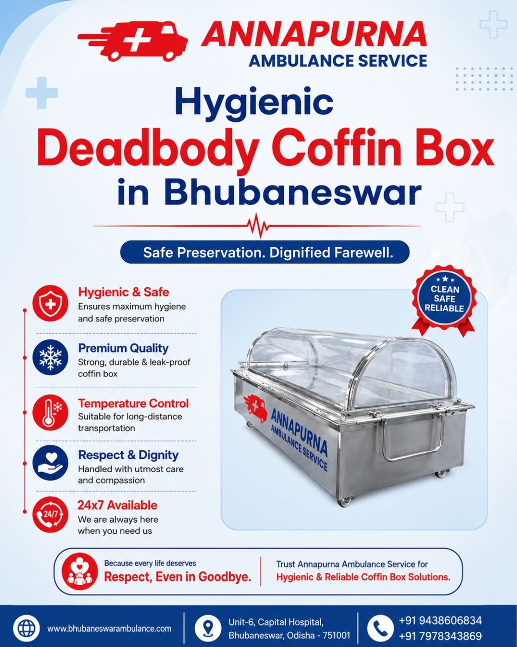 Bhubaneswar, Medical, Best Quality Dead Body Coffin Box In Bhubaneswar