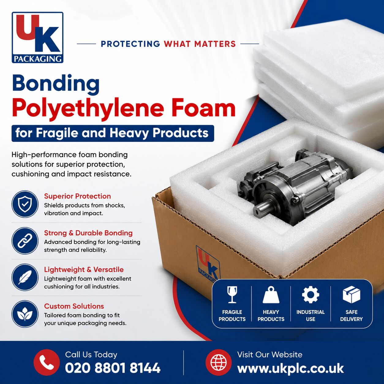 London, Materials, GBP 1,  Bonding Polyethylene Foam For Fragile And Heavy Products
