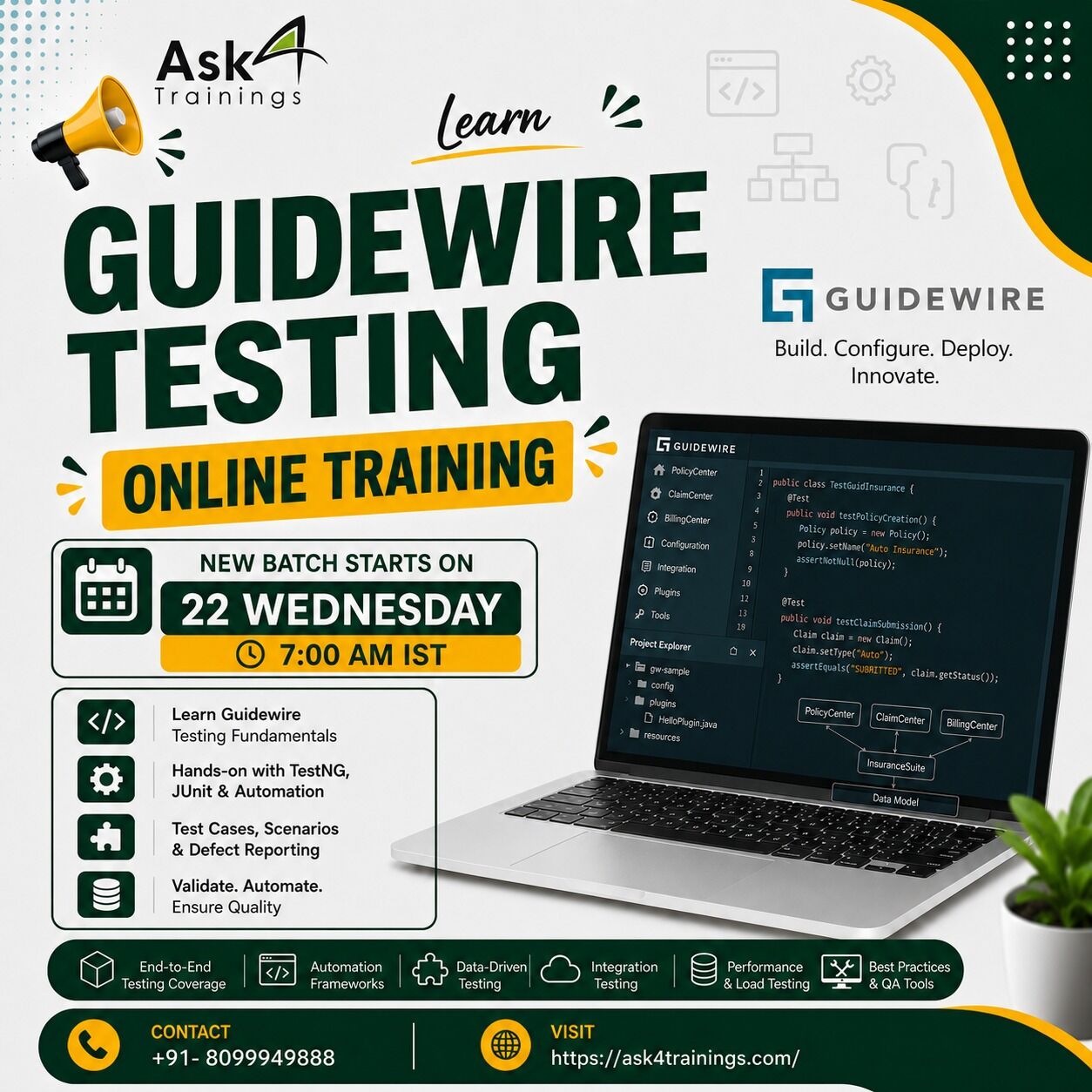Hyderabad, Computers, INR 25000,  Guidewire Testing Training Online | Guidewire  Certification | Placement