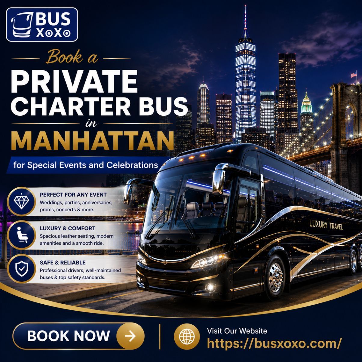 New York, Travel, Book A Private Charter Bus In Manhattan For Special Events And Celebrations