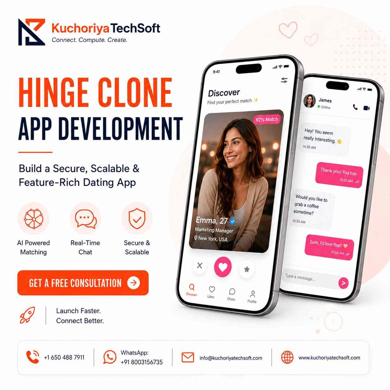 New York, Mobile Apps, AI Powered Hinge Clone App Development Solutions
