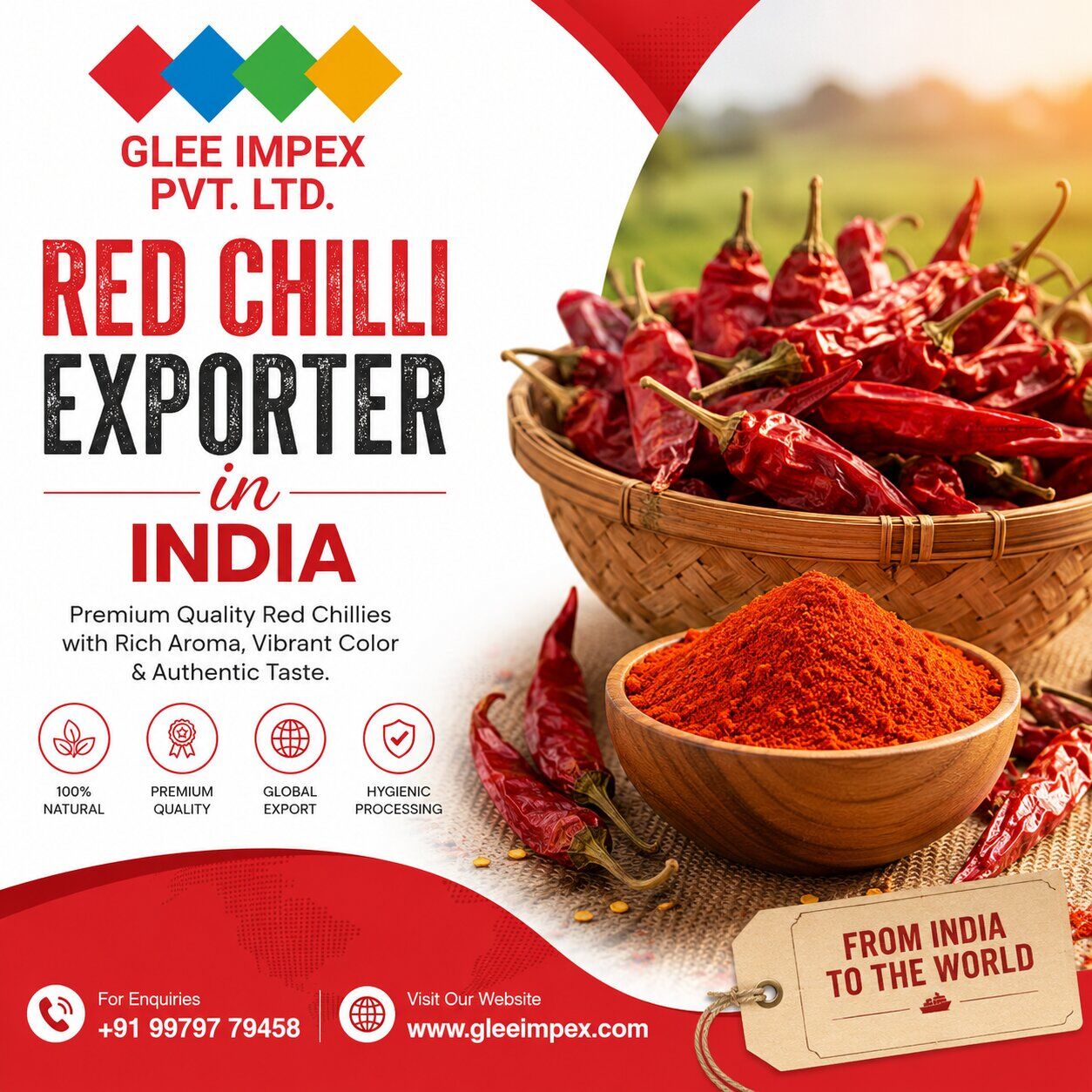 Mumbai, Food, Red Chilli Exporter In India | Premium Dry Red Chilli Supplier | GLEE IMPEX