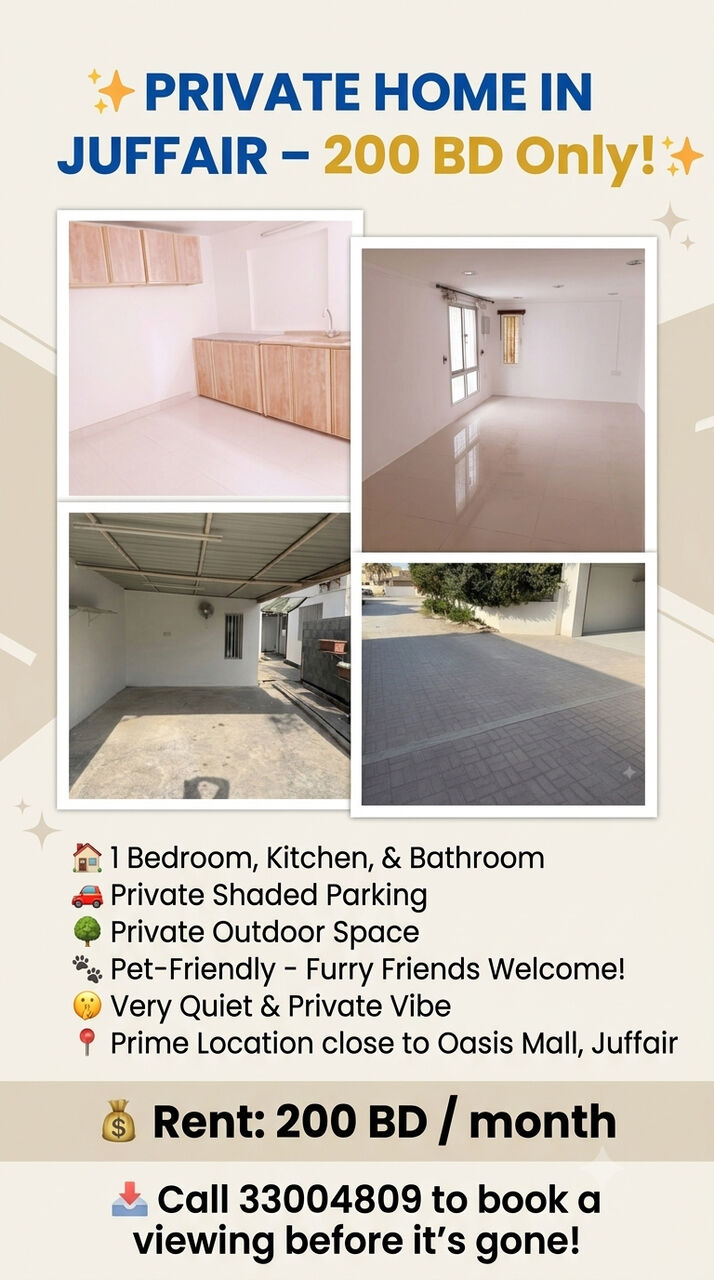 Juffair, Apartments, Flats, Houses & Villas, BHD 200,  1 BR,  One Bedroom Villa For Rent