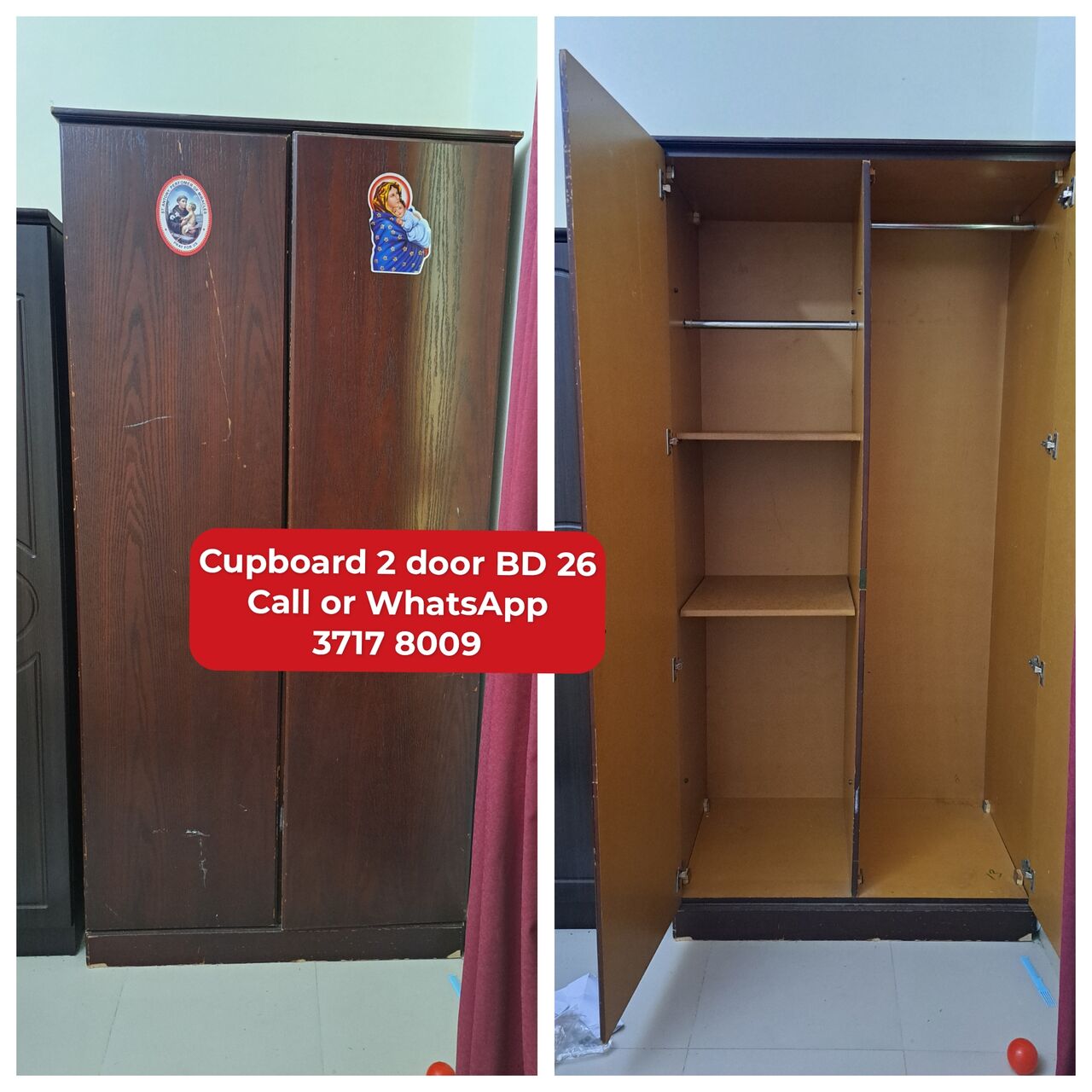 Manama, Furniture, BHD 26,  🌐🌍Cupboard 2 Door In Good Condition For Sale With Delivery