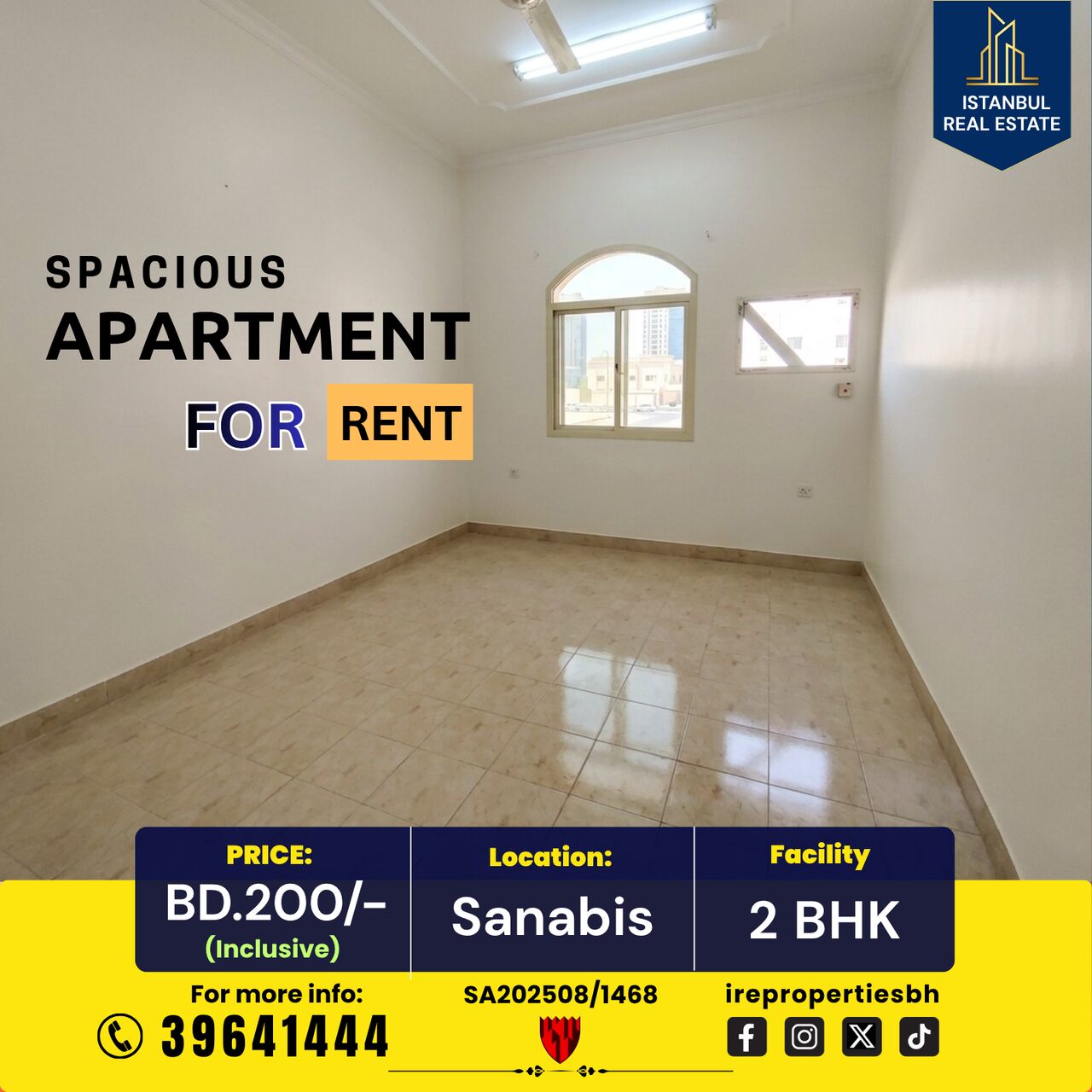 Sanabis, Apartments, Flats, Houses & Villas, BHD 200/month,  115 Sq. Meter,  2 BHK Sapcious Apartment For Rent In Sanabis BD.200/- Inclusive