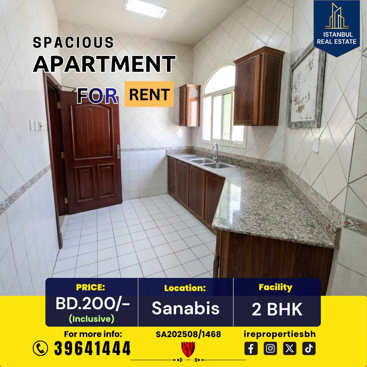 Sanabis, Apartments, Flats, Houses & Villas, BHD 200/month,  115 Sq. Meter,  2 BHK Sapcious Apartment For Rent In Sanabis BD.200/- Inclusive