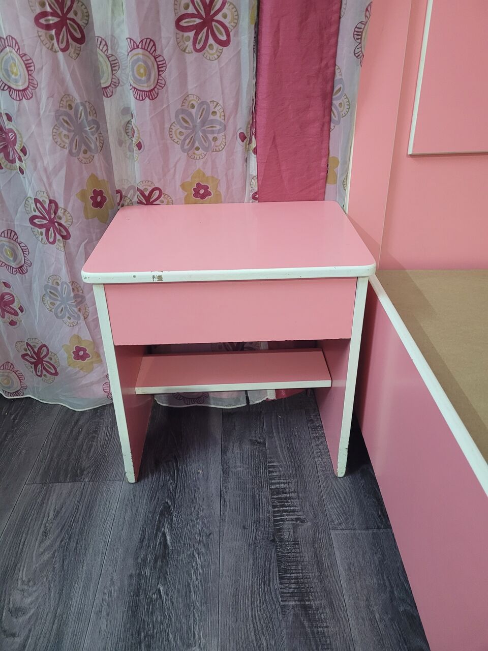 Jeddah, Furniture, SAR 100,  Pink Wooden Single Bed With Side Table