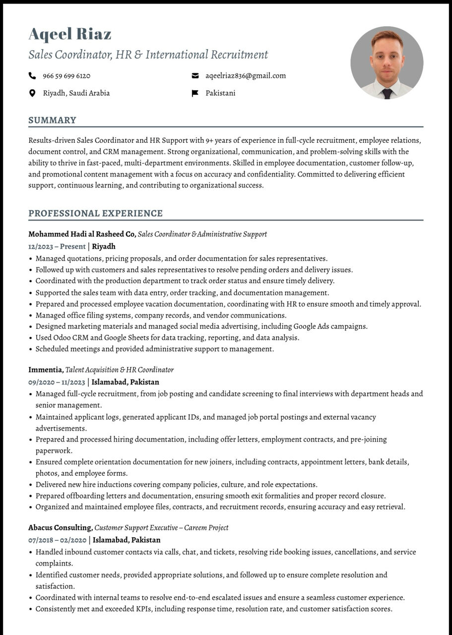 Riyadh, Job Seekers, Sales Coordinator| CRM | HR & Recruitment Specialist