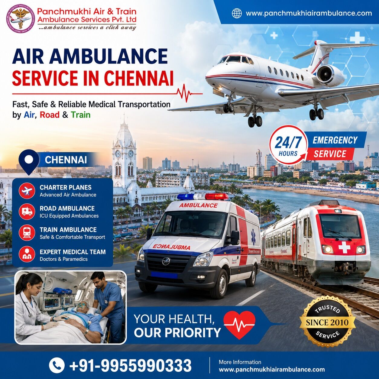 Chennai, Health, Choose Panchmukhi Air Ambulance Service In Chennai For The Best Solutions
