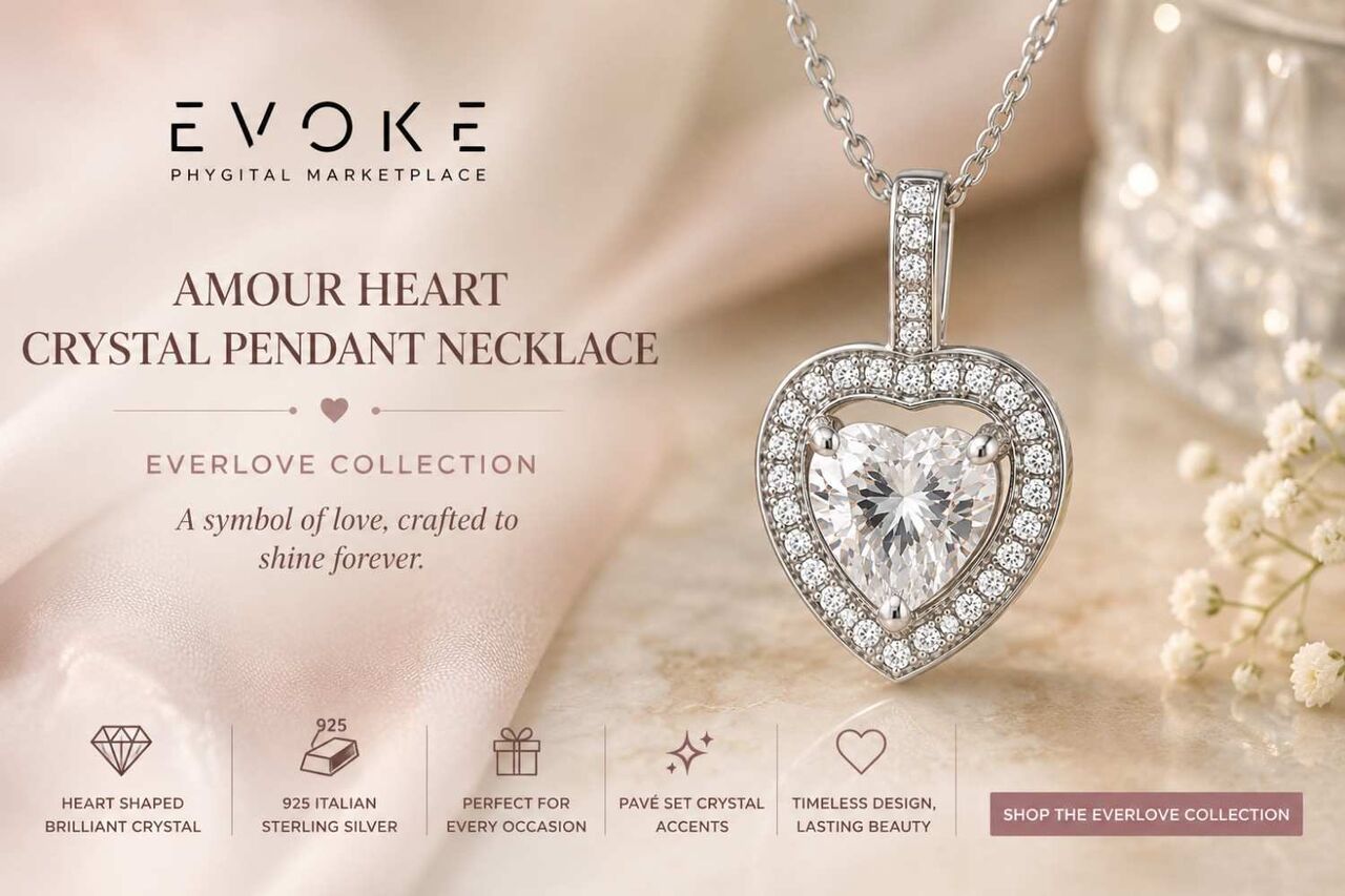 New York, Jewelry, USD 199,  Amour Heart Crystal Pendant Necklace | 925 Sterling Silver Heart Necklace