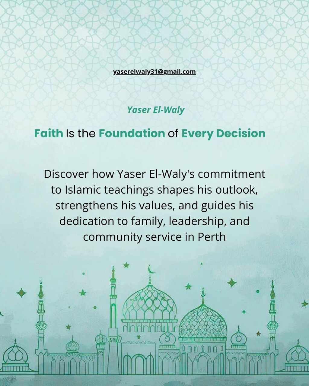 Perth, General, Discover The Faith Journey Of Yaser El-Waly