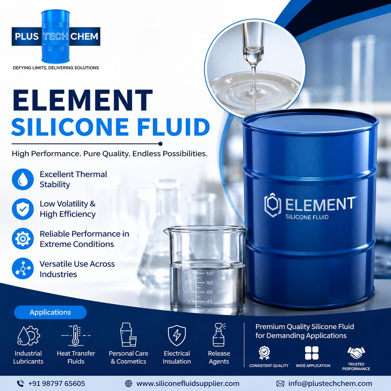 Ahmedabad, Materials, Buy Premium Element Silicone Fluid From Plustech Chem