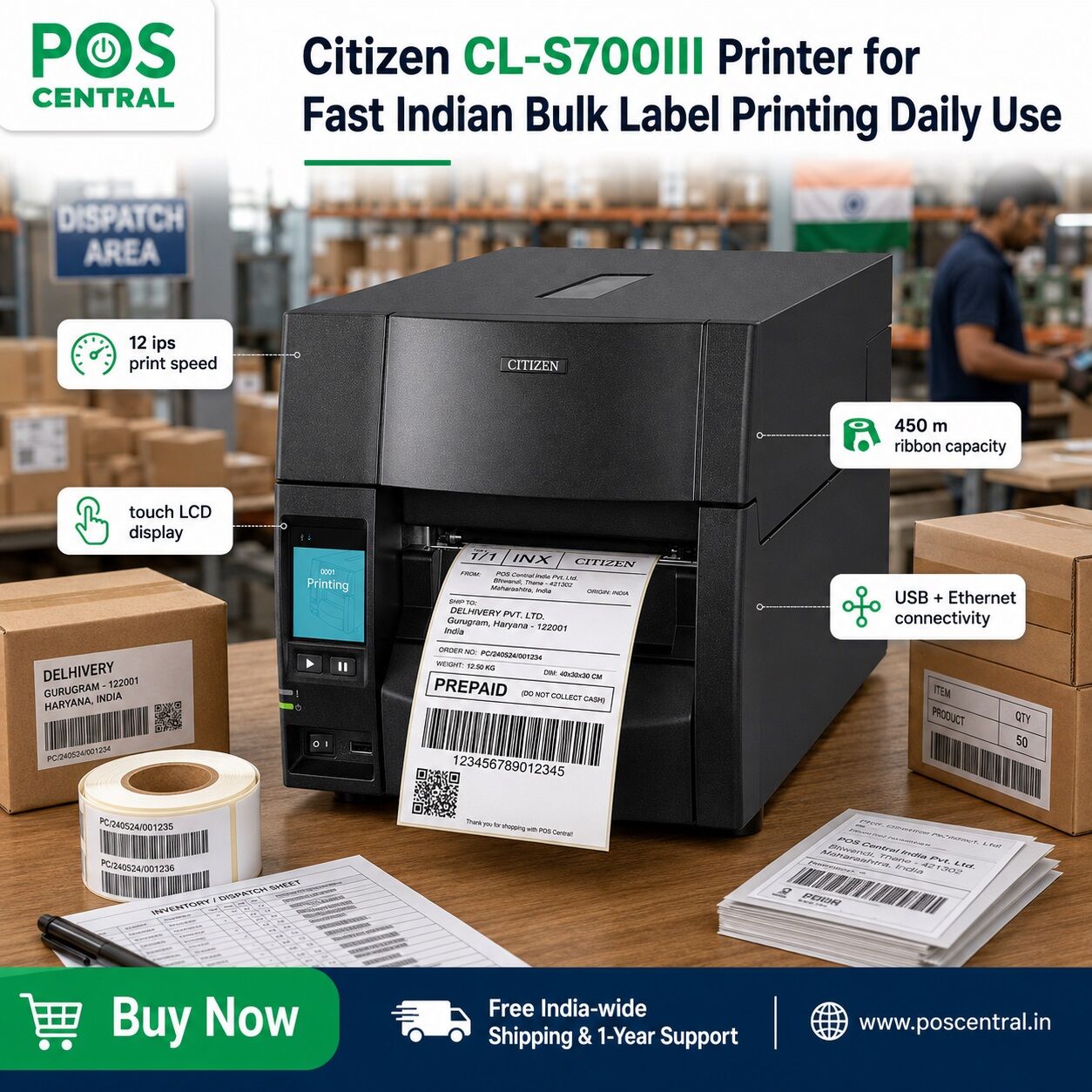 Noida, Computers, INR 72699,  Choose Citizen CL-S700III For Rapid Bulk Label Printing Across India