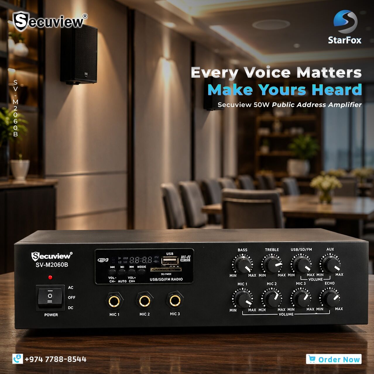 Doha, Electronics, QAR 575,  Secuview 50W Public Address Amplifier With Multiple Audio Sources