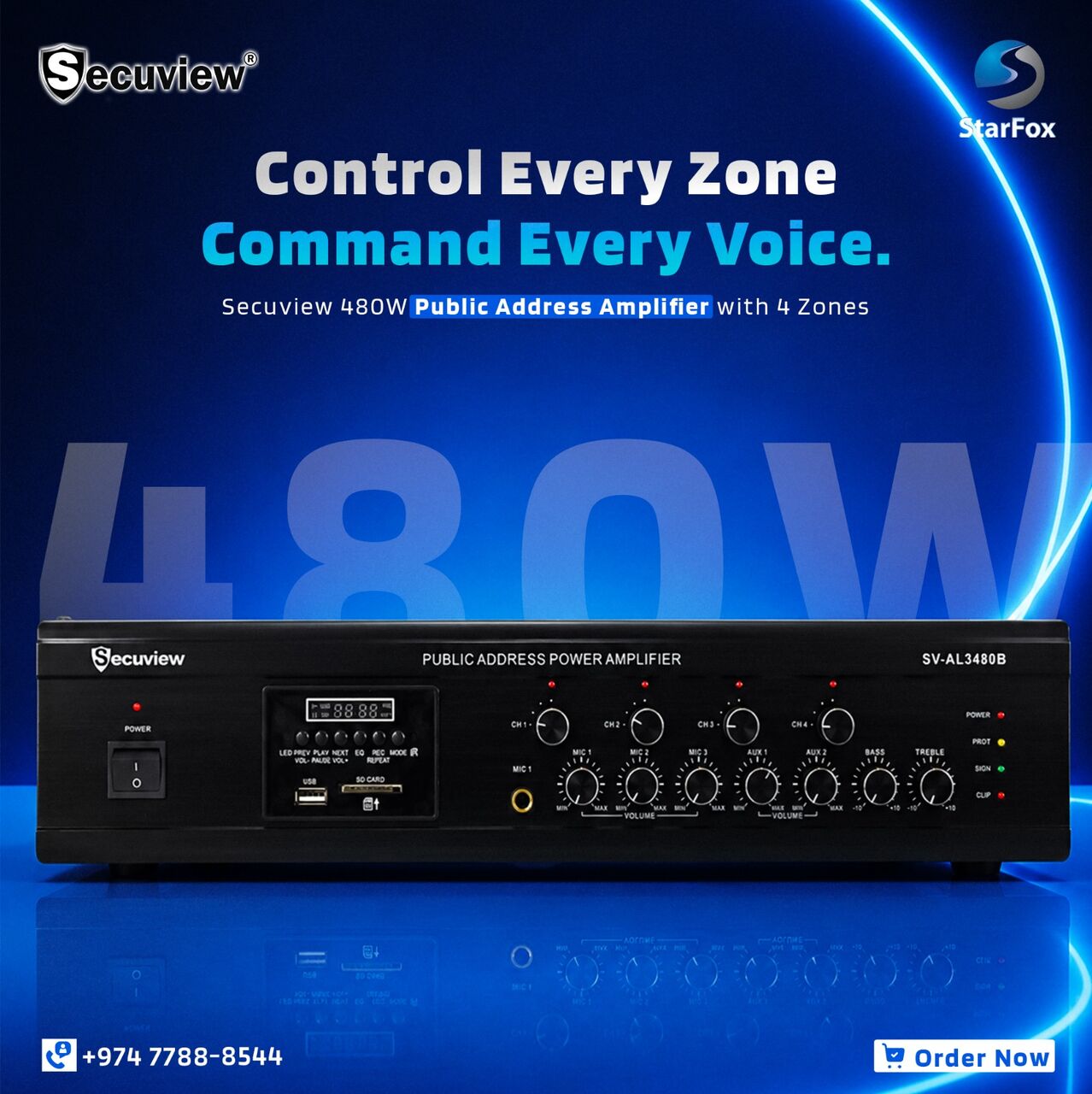 Doha, Electronics, QAR 1730,  Secuview 480W Public Address Amplifier With 4 Zones