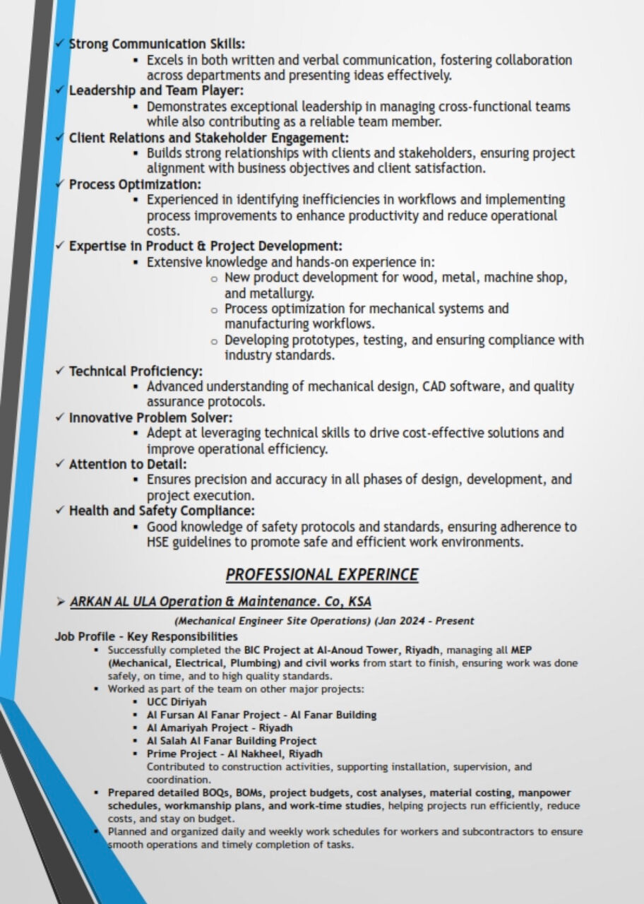 Riyadh, Job Seekers, Mechanical Engineer