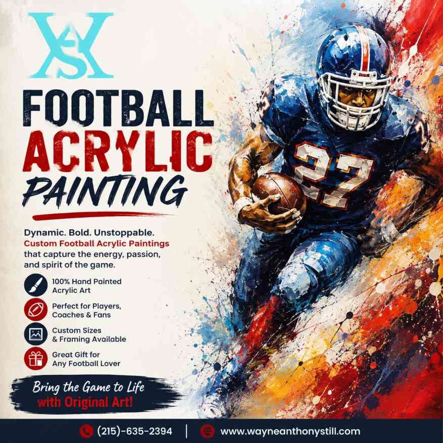 New York, Books, USD 80,  Football Acrylic Painting Custom Sports Artwork For Fans