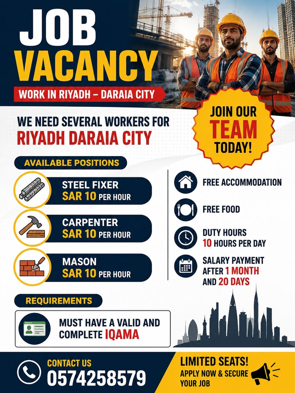 Riyadh, Jobs, Steel Fixer And Carpenter &mason& Scaffolder
