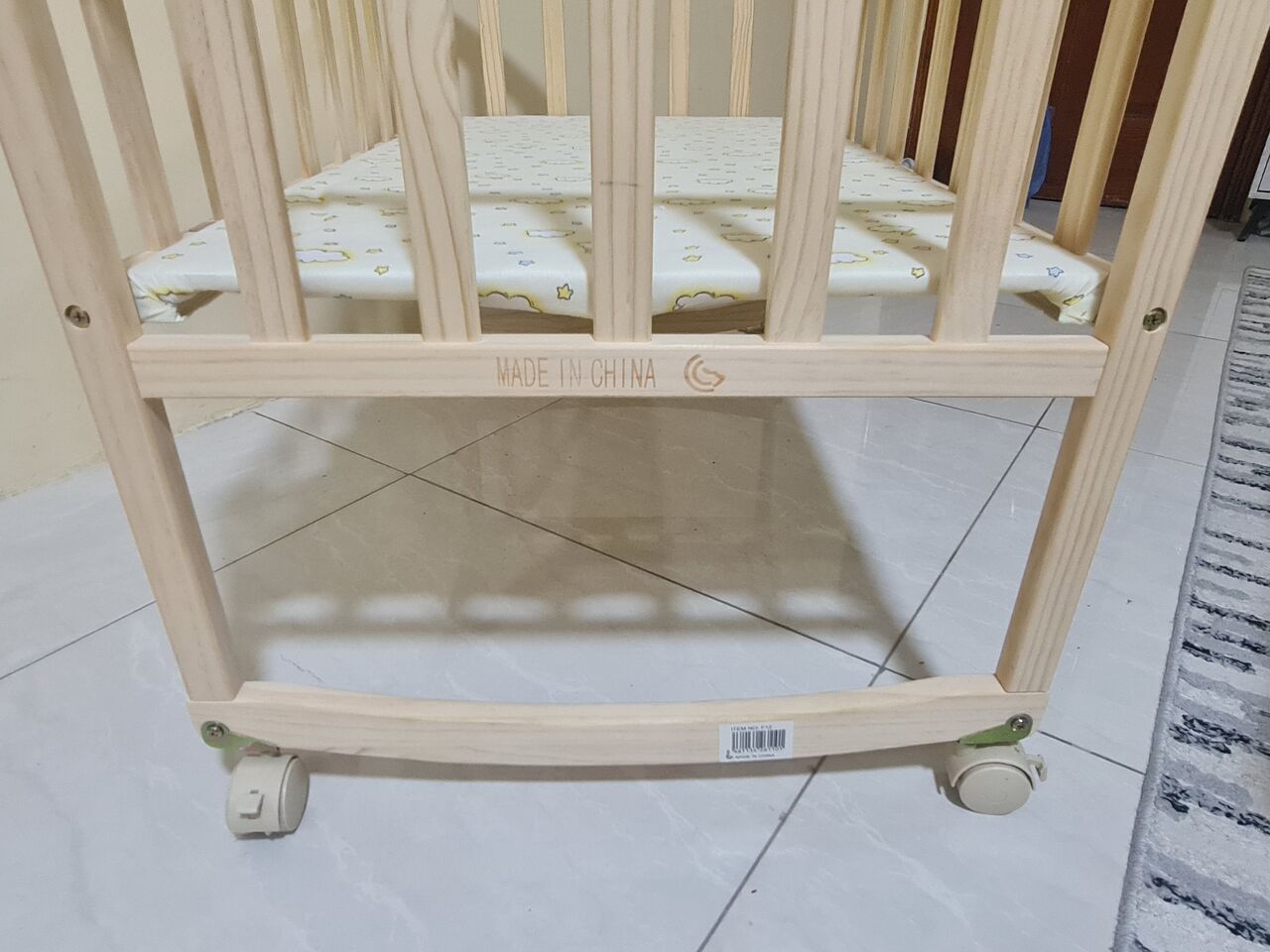 Jubail, Baby & Kid Stuff, SAR 135,  2 In 1 Baby Bed Rocking Cradle Wooden Cot 90x55 Cm
