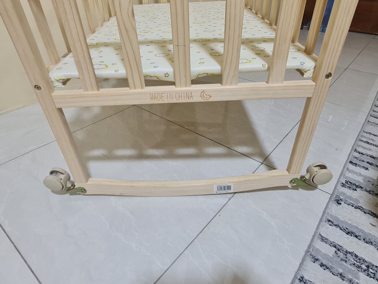 Jubail, Baby & Kid Stuff, SAR 135,  2 In 1 Baby Bed Rocking Cradle Wooden Cot 90x55 Cm