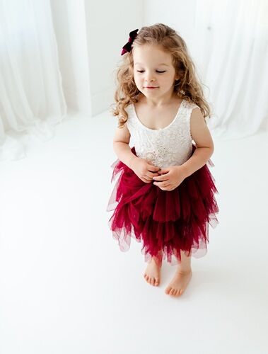 New York, Clothing & Accessories, USD 77,  Burgundy Flower Girl Dress, Boho Wine Tulle Dress, White Lace Rustic Wedding DressforGirls