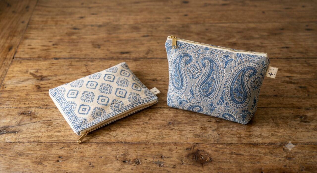 Mumbai, Household Items, INR 999,  Travel Pouches Hand Block Printed Cotton Travel Pouches | Theindiglobal