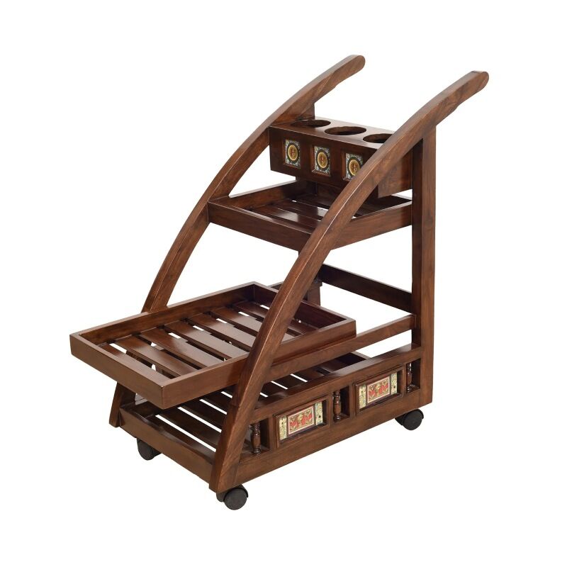 Mumbai, Furniture, INR 38439,  Wooden Bar Trolley Online In India | Elegant Home Entertaining Furniture