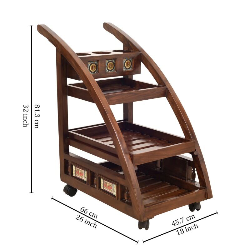 Mumbai, Furniture, INR 38439,  Wooden Bar Trolley Online In India | Elegant Home Entertaining Furniture