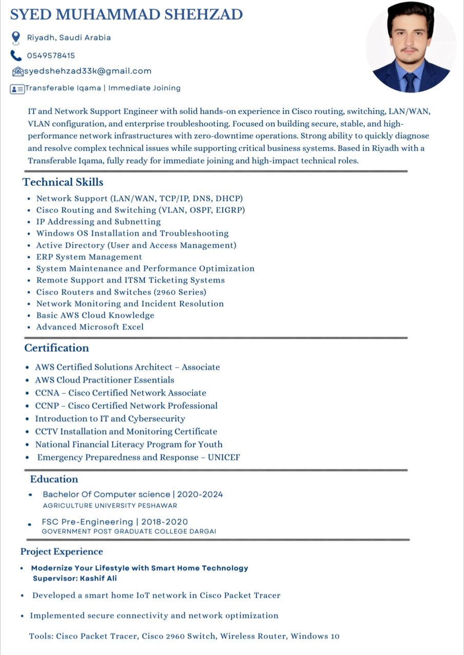 Riyadh, Job Seekers, IT Support Engineer Ready To Join Immediately - Riyadh