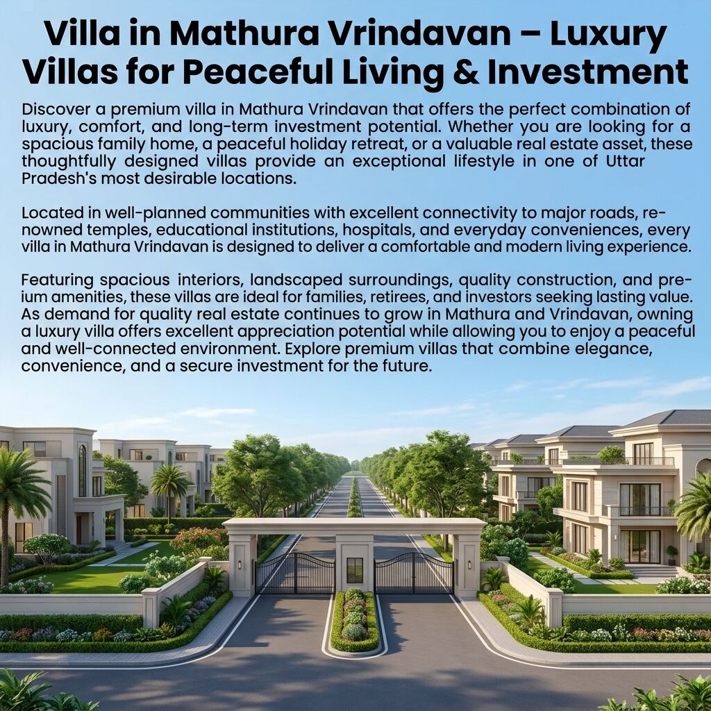 Lucknow, Commercial Plots, Villa In Mathura Vrindavan &ndash; Luxury Villas For Peaceful Living & Investment