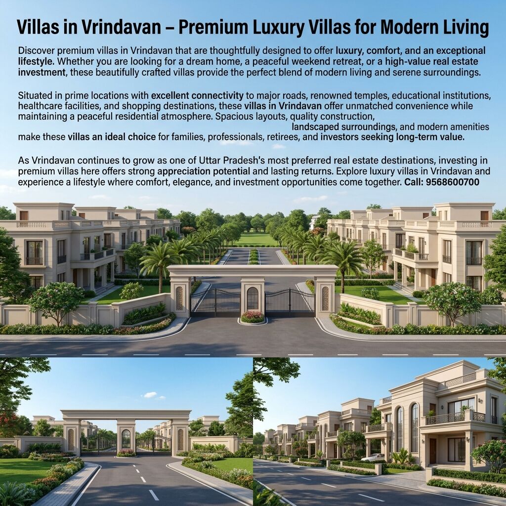 Lucknow, Commercial Plots, Villas In Vrindavan &ndash; Premium Luxury Villas For Modern Living