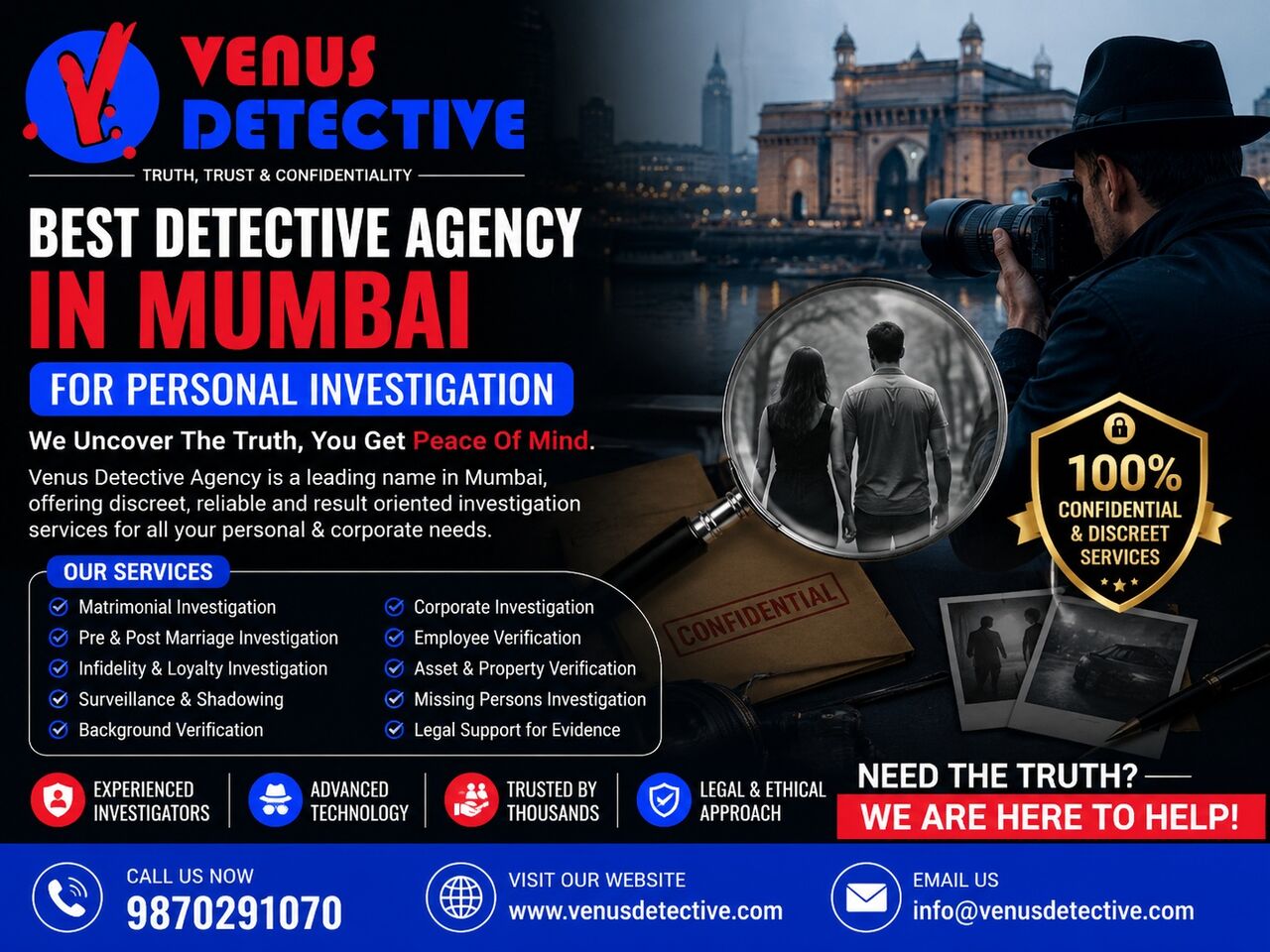 Mumbai, Legal, Best Detective Agency In Mumbai For Personal Investigation | Venus Detective Agency