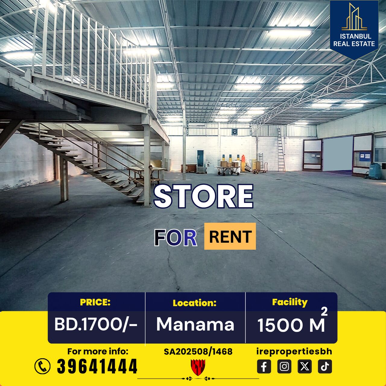 Salmaniya, Warehouses, BHD 1700,  1500 Sq. Meter,  Storage Space (1500 Sqm ) For Rent In Manama BD.1700/- Only