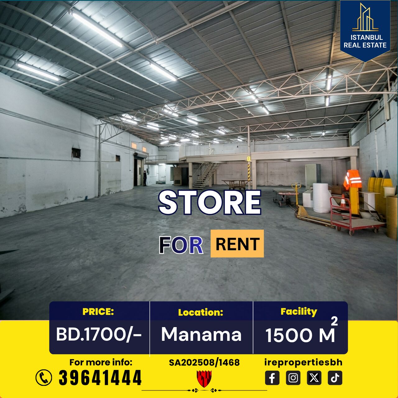 Salmaniya, Warehouses, BHD 1700,  1500 Sq. Meter,  Storage Space (1500 Sqm ) For Rent In Manama BD.1700/- Only