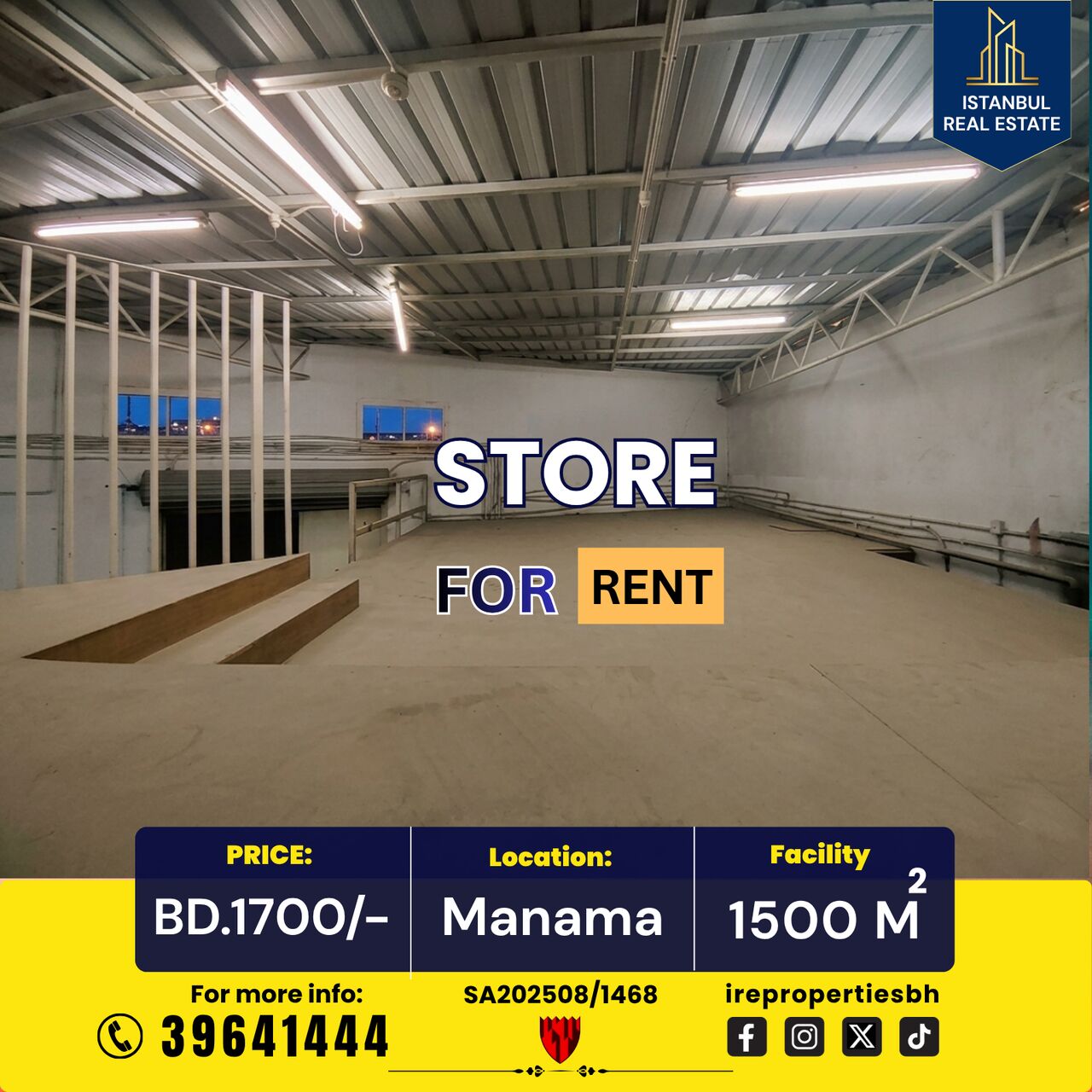 Salmaniya, Warehouses, BHD 1700,  1500 Sq. Meter,  Storage Space (1500 Sqm ) For Rent In Manama BD.1700/- Only