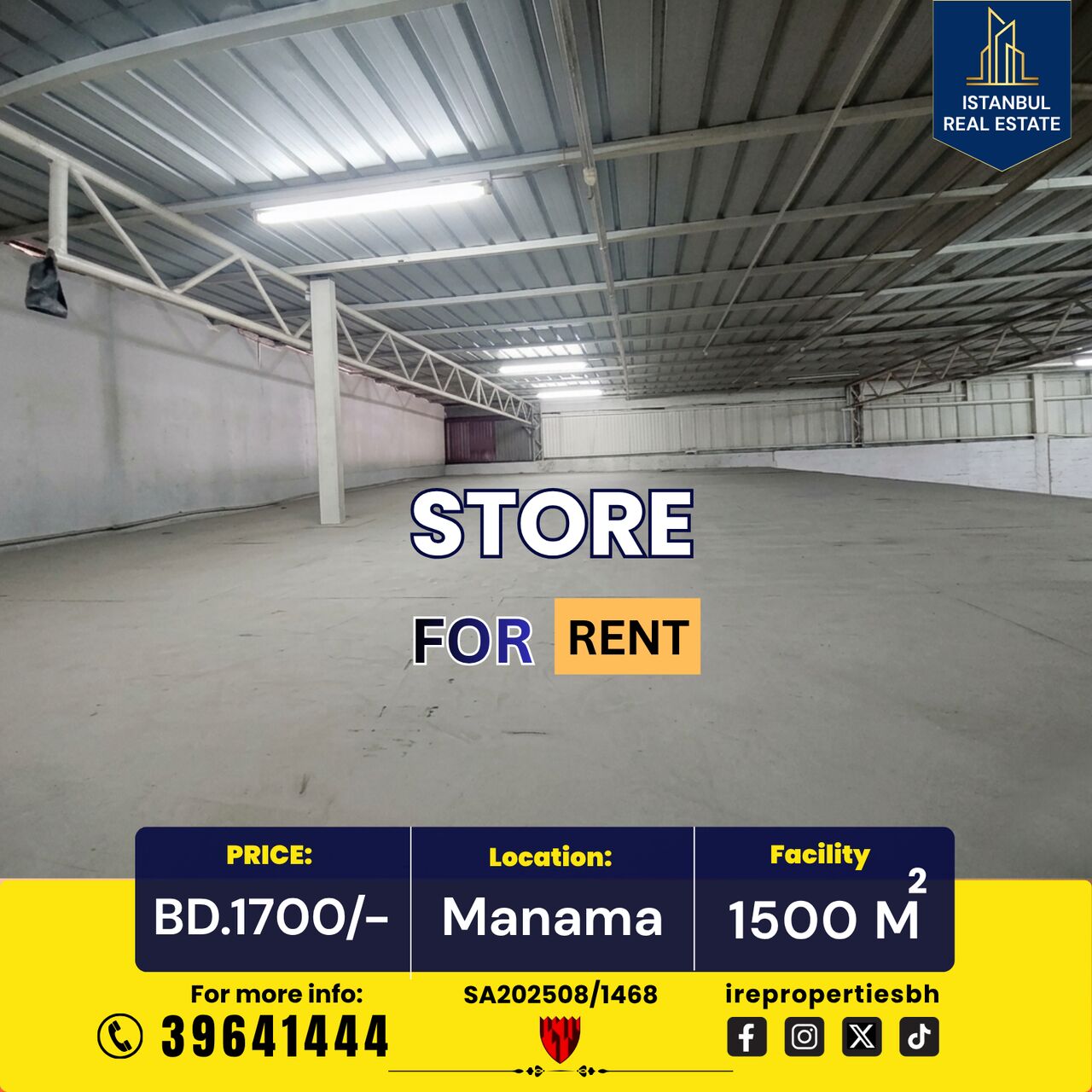 Salmaniya, Warehouses, BHD 1700,  1500 Sq. Meter,  Storage Space (1500 Sqm ) For Rent In Manama BD.1700/- Only