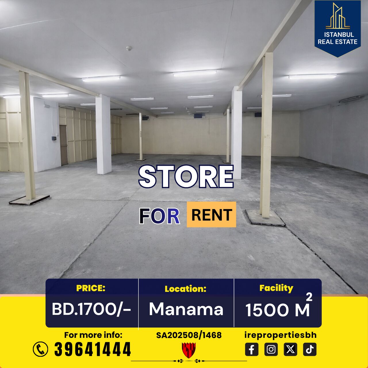 Salmaniya, Warehouses, BHD 1700,  1500 Sq. Meter,  Storage Space (1500 Sqm ) For Rent In Manama BD.1700/- Only