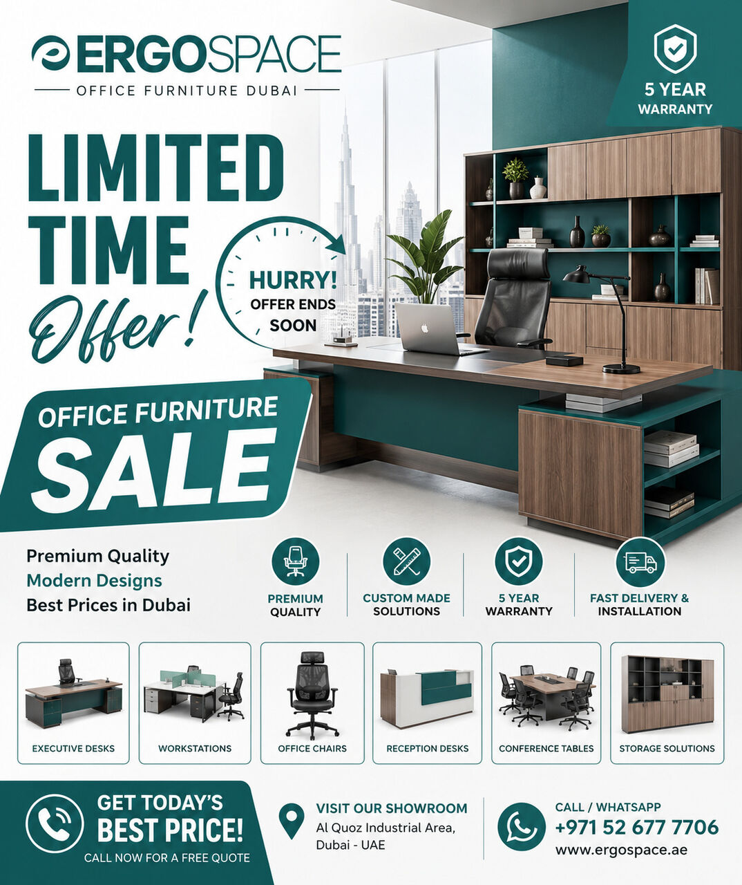 Dubai, Furniture, AED 5000,  Limited Time Offer | Office Furniture Sale | Ergospace Office Furniture Dubai
