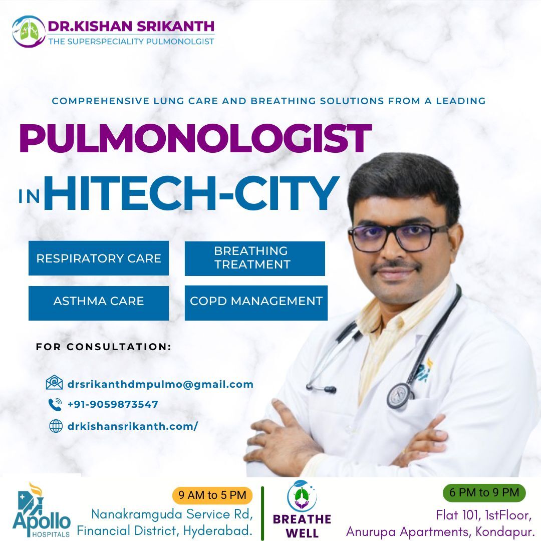 Hyderabad, Health, Best Pulmonologist In Hi Tech City, Hyderabad | Dr. Kishan Srikanth