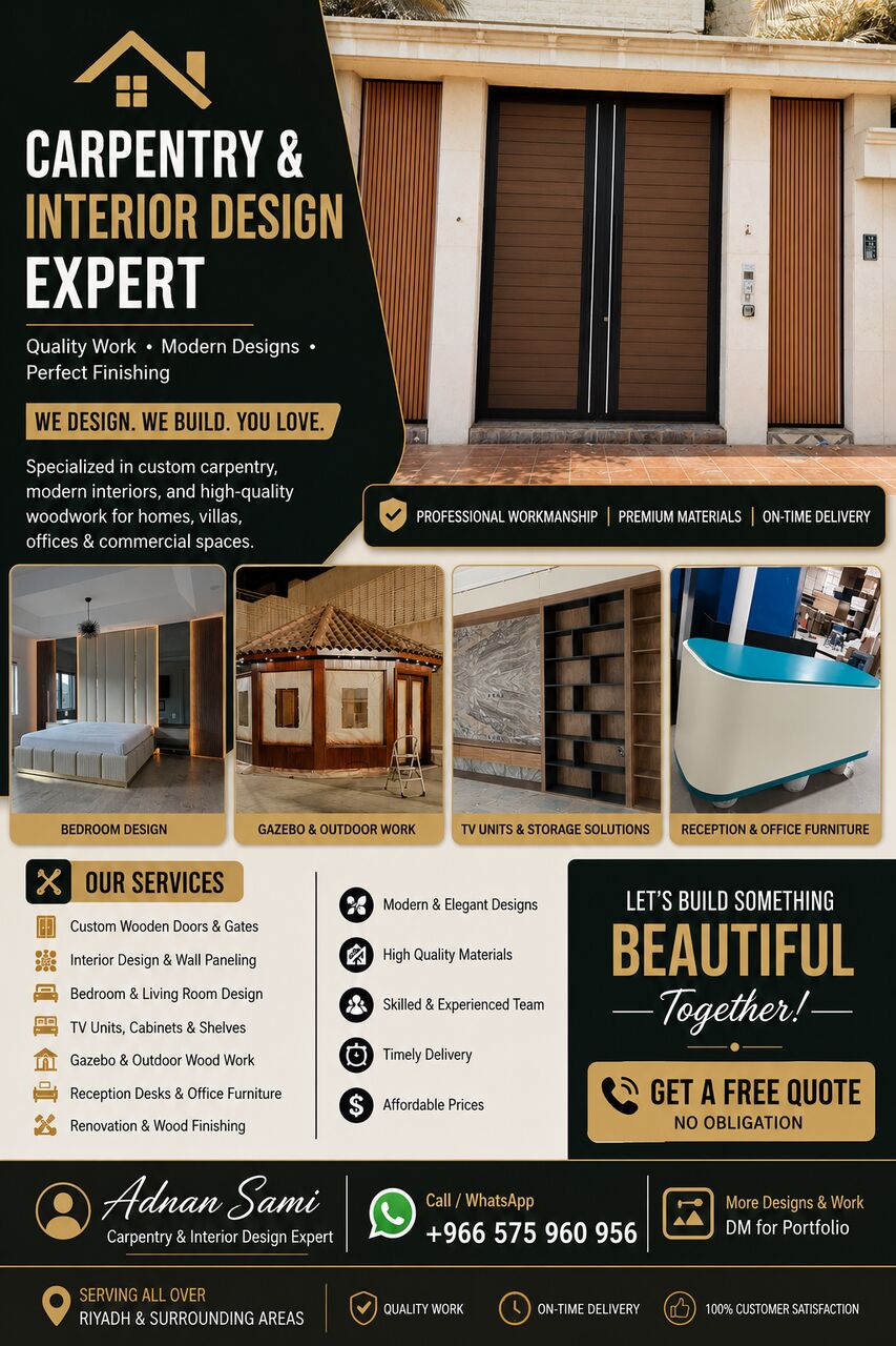 Riyadh, Interior Design, Professional Wood Polishing & Interior Finishing Services | Riyadh