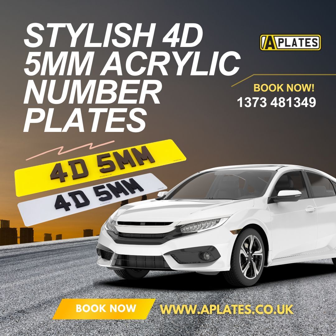 London, Auto Parts, Stylish 4D 5MM Acrylic Number Plates For Modern Cars