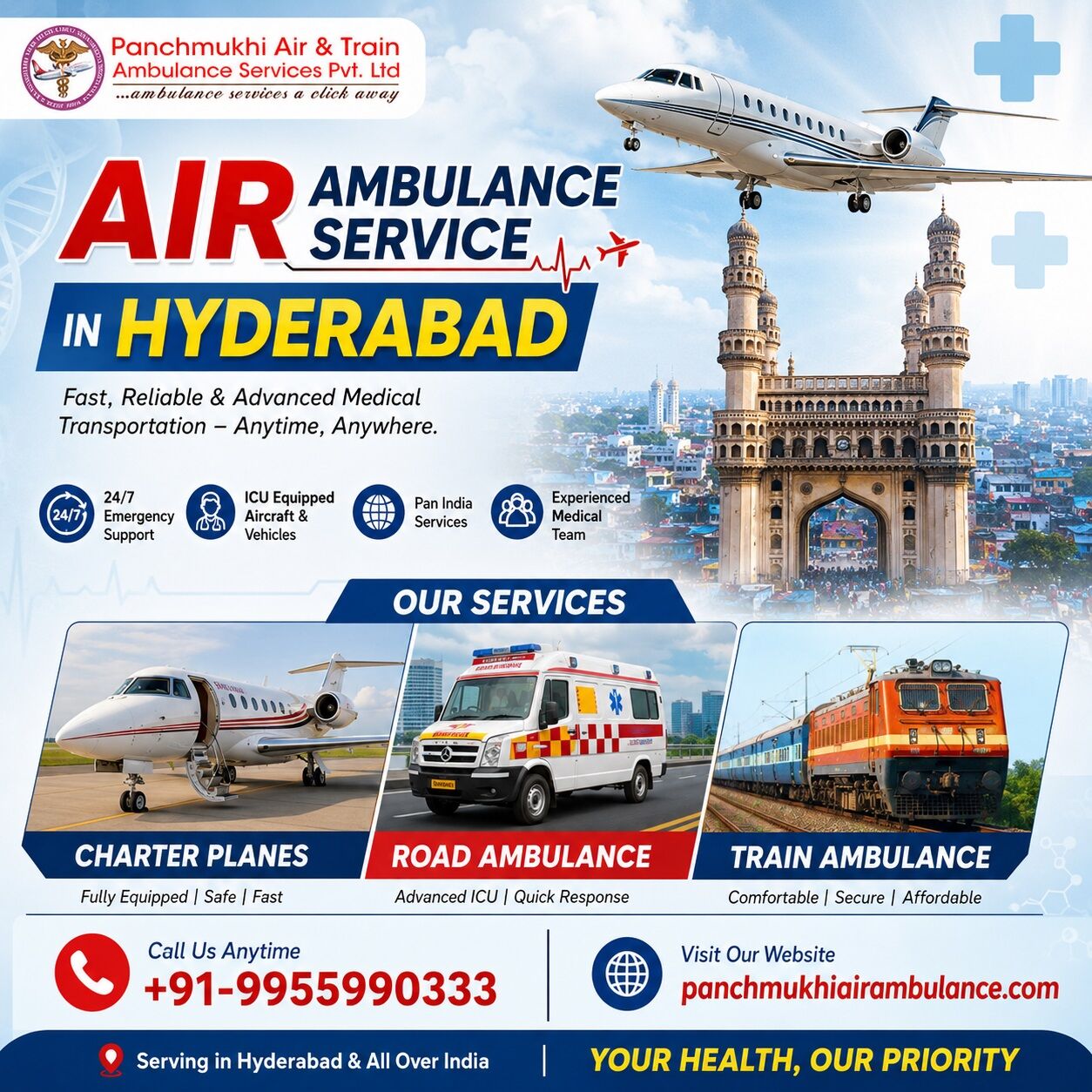 Hyderabad, Health, Choose Panchmukhi Air Ambulance In Hyderabad For The Best Transfer Services
