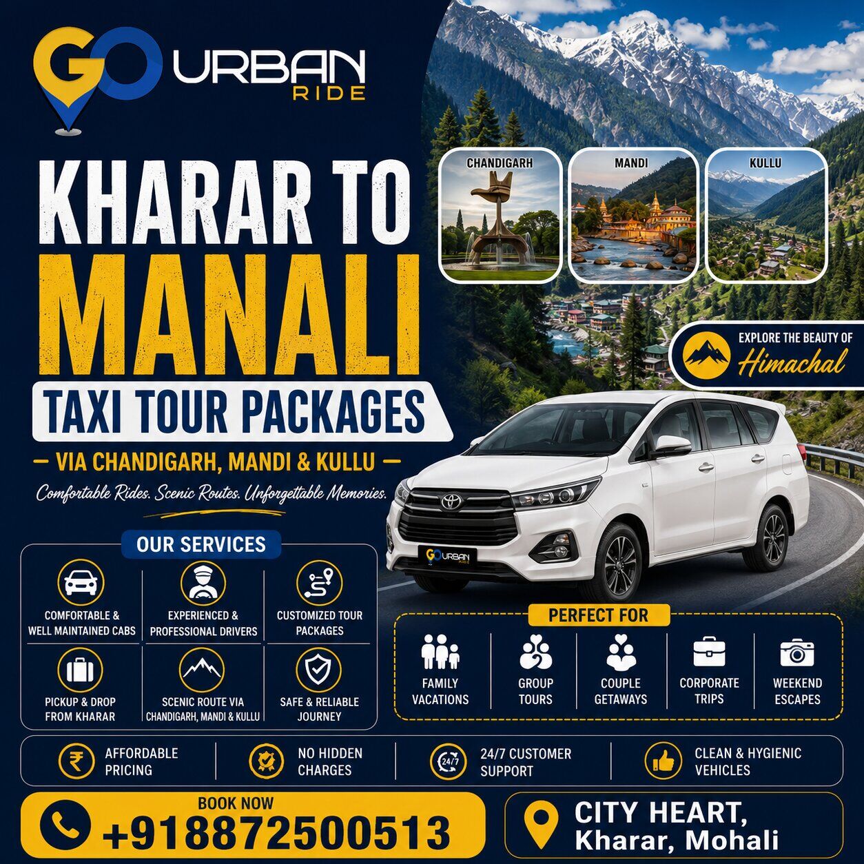 Chandigarh, Travel, Kharar To Manali Taxi Tour Packages &ndash; One-Way & Round Trip Cabs