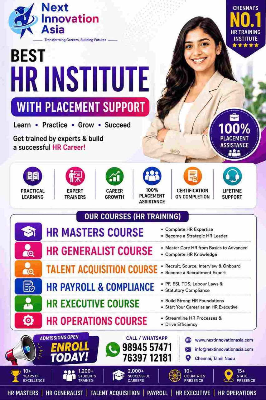 Chennai, Lessons Offered, Best HR Institute With Placement Support
