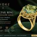 USD 2495,  18K Yellow Gold Cocktail Ring With Green Amethyst & Diamonds | Designer Ring