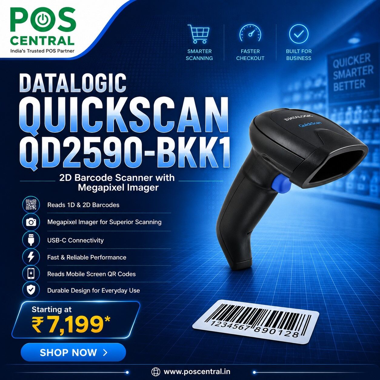 Noida, Computers, INR 6199,  Buy Datalogic QD2590 2D Barcode Scanner USB &ndash; Black