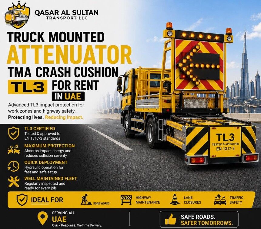 Dubai, Pick Up & Drop Off, TMA Crash Cushion Rental UAE - Qasar Al Sultan Transport LLC