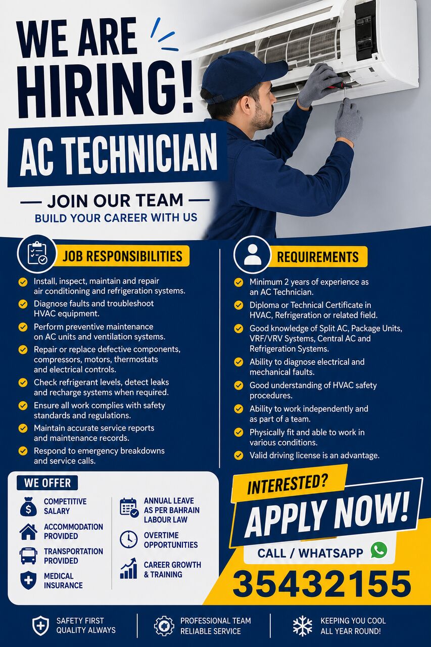 Manama, Jobs, AC Technician