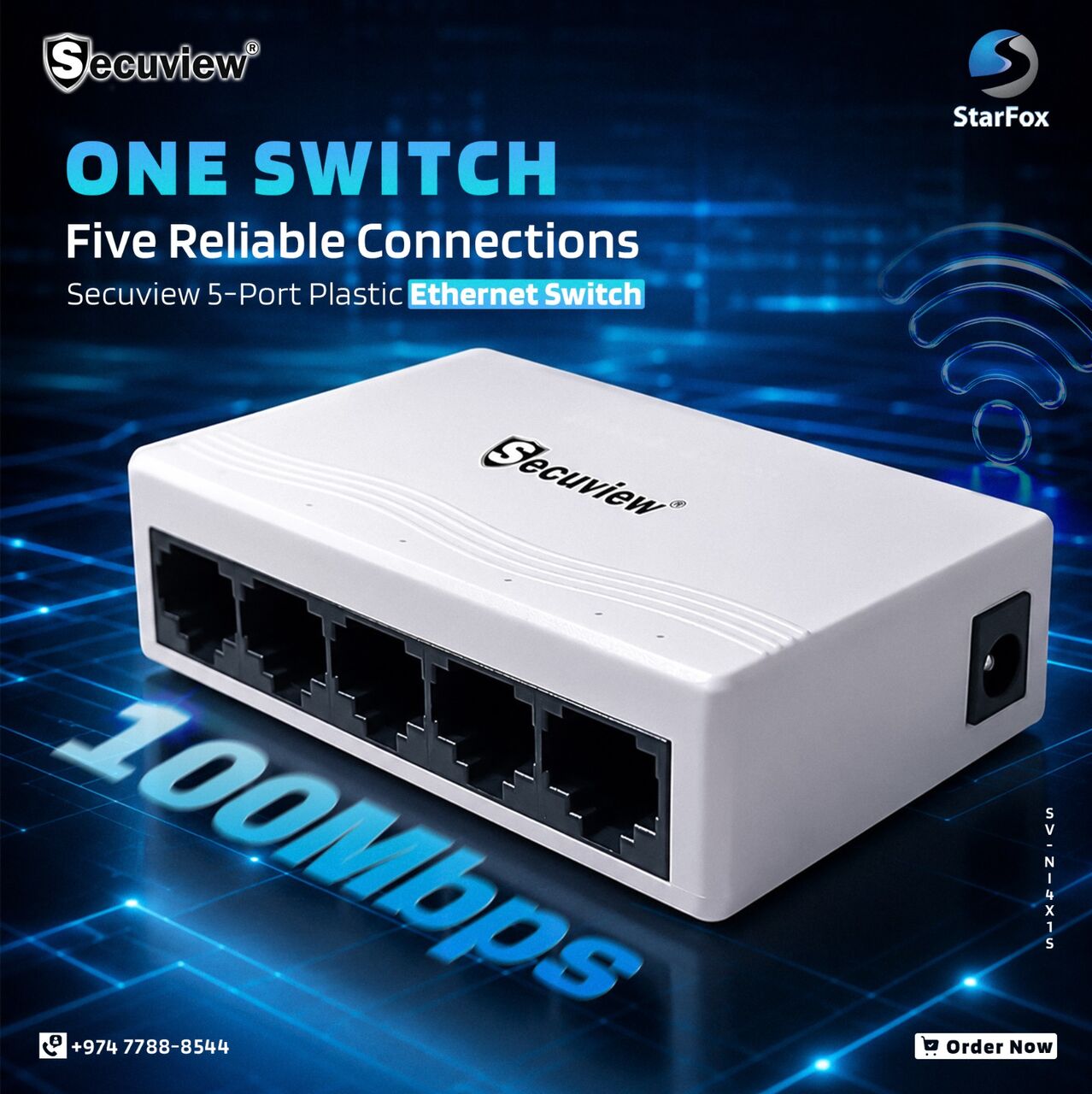 Doha, Electronics, QAR 26,  Secuview 5-Port Plastic Ethernet Switch | Fast & Stable 100Mbps.